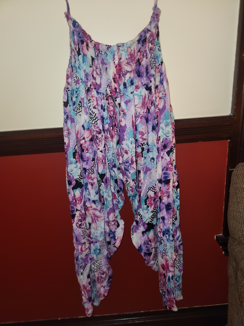 Floral Purple & Teal Women’s Harem Cargo Pants